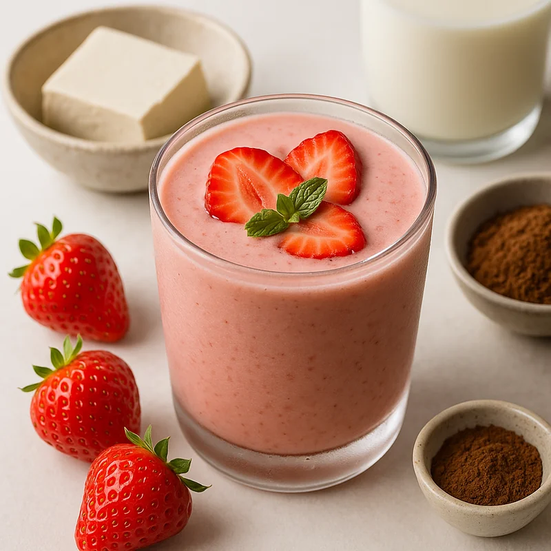 Strawberries Silken Tofu Protein Smoothie